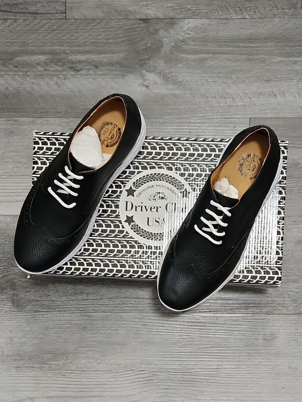 Driver Club USA Raleigh Wingtip Lace Up Sneakers Grainy Black Womens Size 7.5